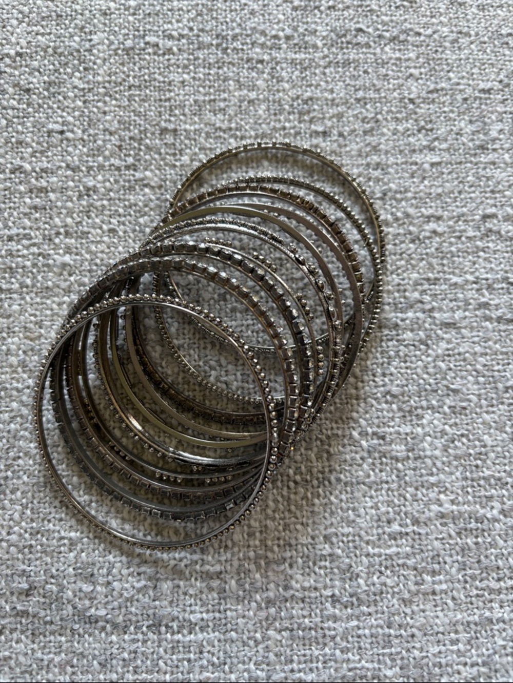 Silver Crystal-Accent Bangle Bracelet Set